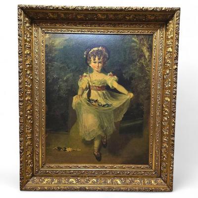 Ornate Gilt Framed Textured Print Miss Murray By Sir Thomas Lawrence  - 24.5x29"