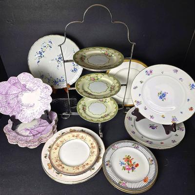 Bernardaud, Wedgwood, Royal Doulton & More Porcelain Plates & Tiered Plate Stand