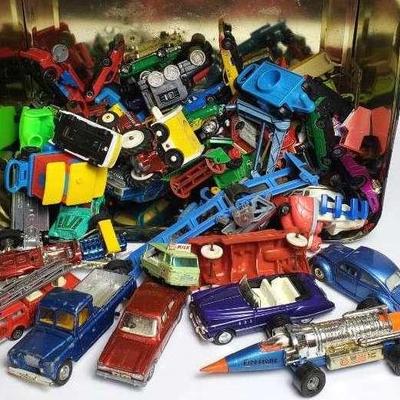  Vintage Diecast Cars & Trucks, Corgi, Lesney Matchbox, More with Nascar Tin - Lot 2