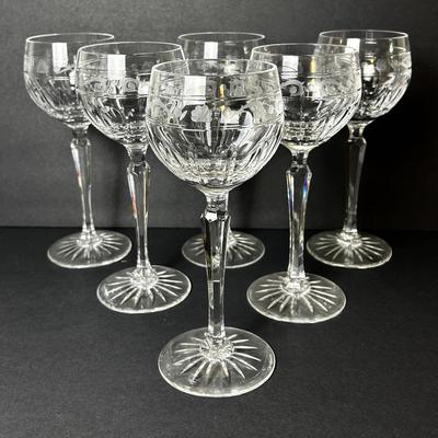 Wedgwood Crystal Monarch Wine Hock Glasses (6) - 8" 