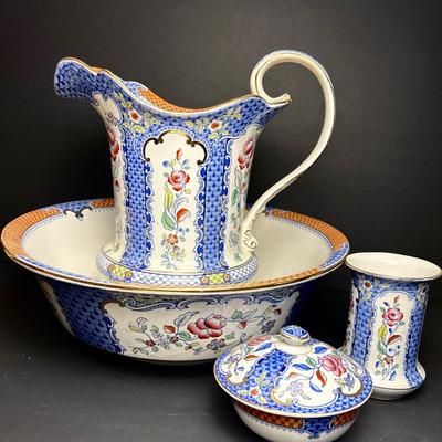 Antique Middleport Pottery Burleigh Ware "Lucerne" Wash Basin Set