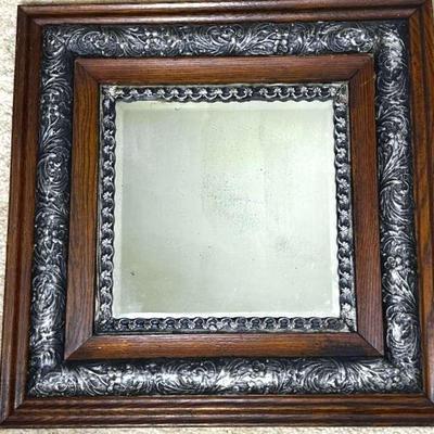 Vintage Mirror With Ornate Wood Frame - 22x22"