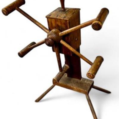 Antique Primative Yarn Winder Spinning Wheel - 19x25x34"