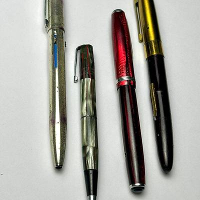 Waterman's Mechanical Pencil, Esterbrook & Wearever Fountain Pens, Wearever Tri-color Pen