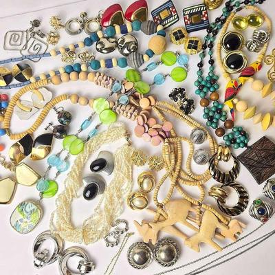 Costume Jewelry: Clip Earrings & Necklaces