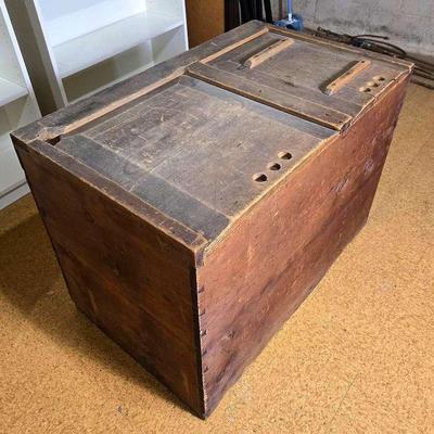 Vintage Wooden Storage Chest - 38"x23"x27"