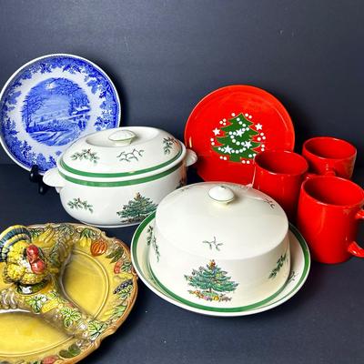 Spode & Waectersbach Christmas Dinnerware, Plus Turkey Dish