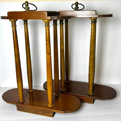 Vintage Samuel L. Dinkelspiel Maple & Mahogany Pipe Stand Pair - 18” H