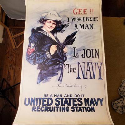 Vintage Howard Chandler Christy US Navy, "Gee! I Wish I was A Man..." Recruitment Poster 