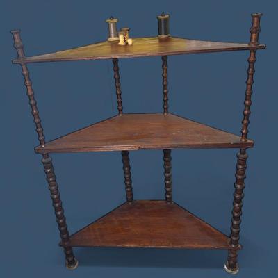Vintage Folk Art Spool Corner Shelf - 32x12x42.25"