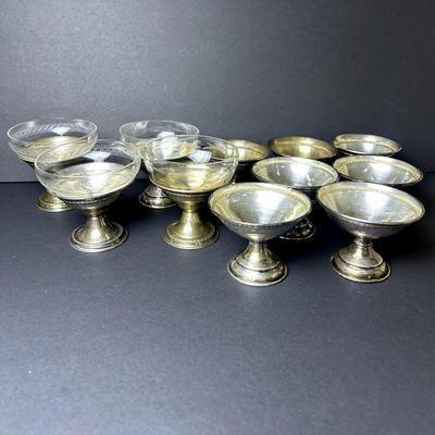 Sterling Silver Sherbet Cups (11) With Glass Inserts (4) - Lot 2