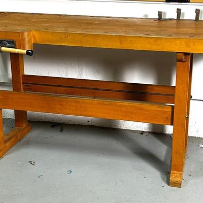 Solid Wood Carpenter’s Workbench with Vises and Dog Holes - Heavy - 75x31x34.5” 