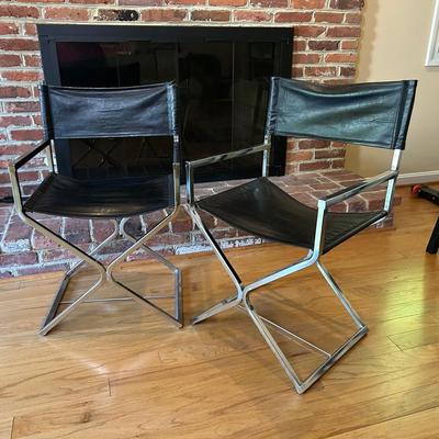 Alessandro Albrizzi Style Virtue Bros Modern Chrome & Black Chairs (2) - 20X17X32”