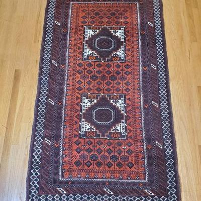 Handwoven Afghan Balouch Tribal Wool Rug - 3'8"x6'6"