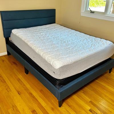 Powell Upholstered Full Size Bed Frame W/ Optional Mattress - 58x79x42” - (2of2)