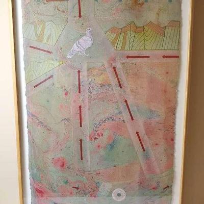Vivian Bergenfeld "Celestrial Navigation #5" Monotype & Mixed Media, Framed 33x20