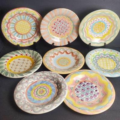 MacKenzie Childs Salad Plates (8) - 8.75" Diameter