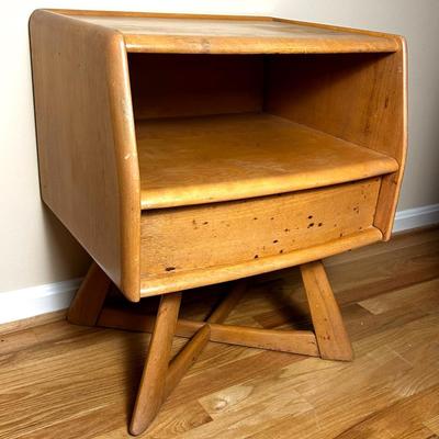 Heywood Wakefield Mid-Century Sculptura Maple Nightstand - 20x16.5x23.5"