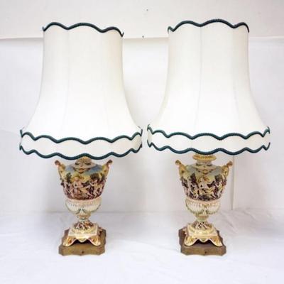 Sale Photo Thumbnail #75: 1074	PAIR OF CAPODIMONTE TABLE LAMPS, EACH APPROXIMATELY 37 IN H OVERALL
