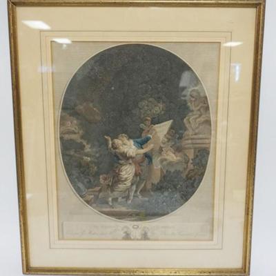 Sale Photo Thumbnail #170: 1169	FRAMED PRINT *LE SERMENT D'AMOUR*, APPROXIMATELY 21 IN X 26 IN OVERALL
