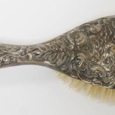 Sale Photo Thumbnail #187: 1186	ORNATE VICTORIAN STERLING SILVER HAIR BRUSH, APPROXIMATELY 9 IN L
