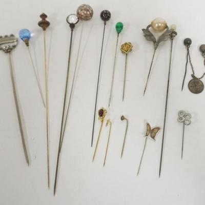 Sale Photo Thumbnail #219: 1217	16 LADIES VINTAGE STICK PINS INCLUDING REED & BARTON
