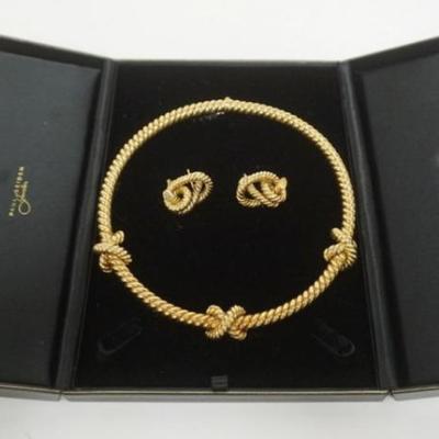 Sale Photo Thumbnail #238: 1236	18K GOLD ITALY KNOT NECKLACE AND EARRING SET, 63.59 DWT, NECKLACE APPROXIMATELY 14 1/4 IN LONG
