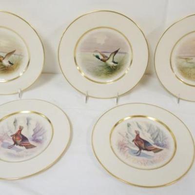 1013	5 - 10 1/2 IN LENOX HAND PAINTED WILDLIFE PLATES, ARTIST SIGNED, J. NOSEK, L. NEMETZ
