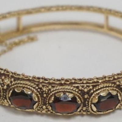 Sale Photo Thumbnail #205: 1203	14K GOLD RUBY OR GARNET LADIES BRACELET , 19.81 DWT INCLUDING STONES
