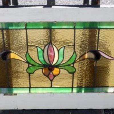 Sale Photo Thumbnail #142: 1141	STAIN GLASS WINDOW, APPROXIMATELY 18 IN X 42 IN
