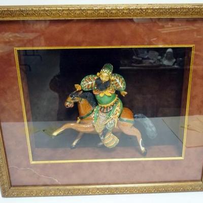 Sale Photo Thumbnail #177: 1176	FRAMED IMAGE OF ASIAN WARRIOR IN SHADOW BOX FRAME, APPROXIMATELY 22 IN X 26 IN
