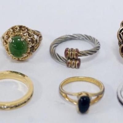 Sale Photo Thumbnail #218: 1216	6 LADIES RINGS, SOME MARKED BY MAKER WITH 14K GOLD AND DIAMOND BAND, 1.27 DWT INCLUDING STONES
