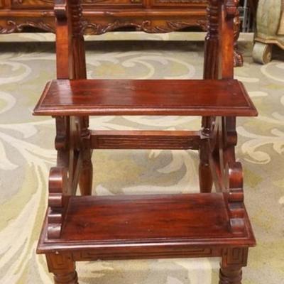 Sale Photo Thumbnail #282: 1280	MAHOGANY LIBRARY STEPS, APPROXIMATELY 19 IN X 20 IN X 32 IN H
