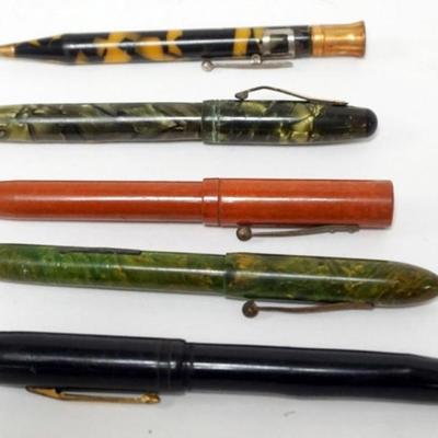 Sale Photo Thumbnail #202: 1200	GROUP OF ANTIQUE FOUNTAIN PENS AND PENCIL
