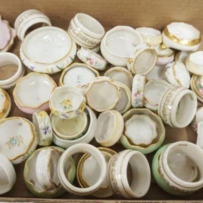 Sale Photo Thumbnail #52: 1052	LARGE GROUP OF AMERICAN BELLEEK INCLUDING LENOX SALTS & NAPKIN RINGS
