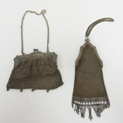 Sale Photo Thumbnail #195: 1193	2 ANTIQUE LADIES MESH EVENING BAGS, LARGEST APPROXIMATELY 8 IN
