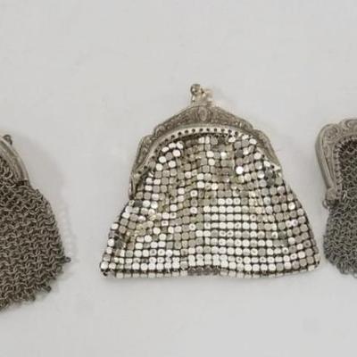 Sale Photo Thumbnail #198: 1196	GROUP OF 3 ANTIQUE LADIES MESH COIN PURSES
