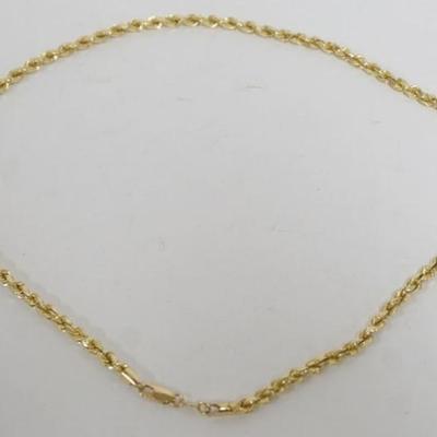 Sale Photo Thumbnail #230: 1228	14K GOLD LADIES ROPE NECKLACE MADE IN PERU, 7.93 DWT
