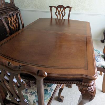 Sale Photo Thumbnail #34: Available for PRESALE-China cabinet with table and 6 chairs for $499.
Bassett China cabinet with light bridge. 66" w, 19" d, 7'2" tall