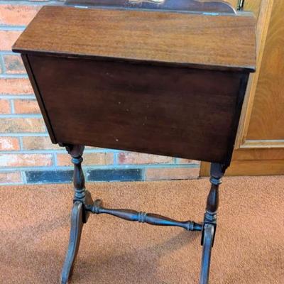 Sale Photo Thumbnail #86: Vintage sewing / knitting box on stand