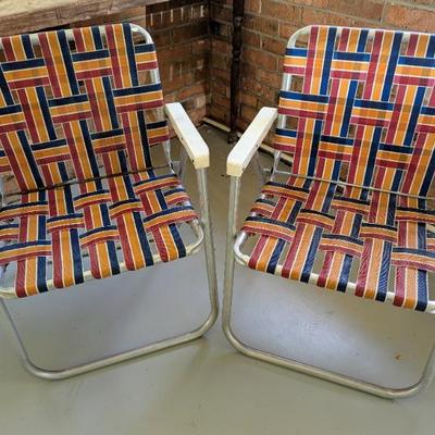 Sale Photo Thumbnail #53: Vintage aluminum webbed chairs