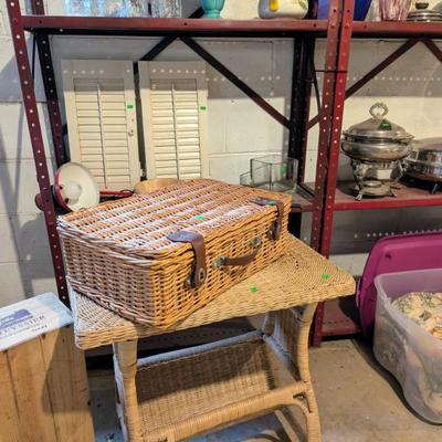 Wicker basket and table