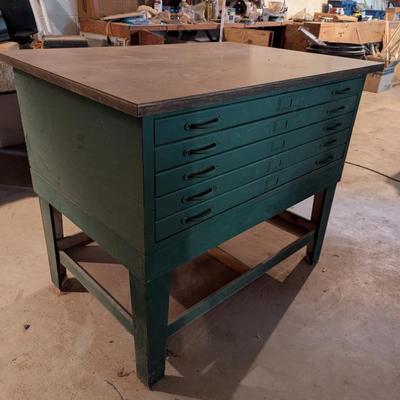 Sale Photo Thumbnail #61: Vintage 5 drawer flat file cabinet