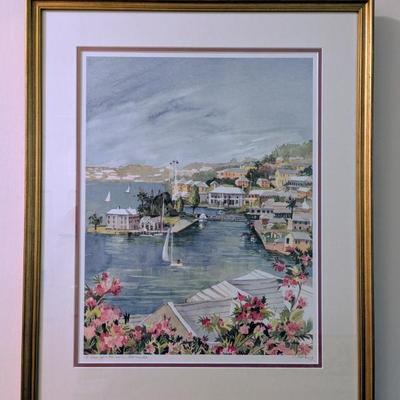 Sale Photo Thumbnail #58: St. George's Harbor Bermuda. Print Signed by artist Carol Holding