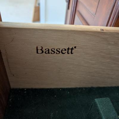 Sale Photo Thumbnail #40: Bassett China cabinet with light bridge. Silverware drawer