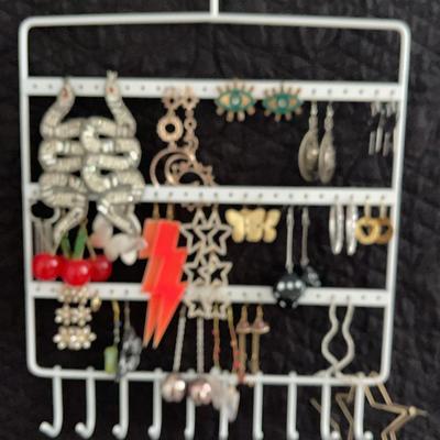Lots of Pierced earrings and Holder