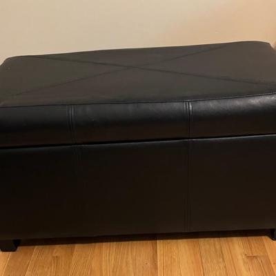Black Ottoman In Faux Leather 