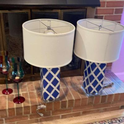 2 Matching Lamps and Candle Holders 