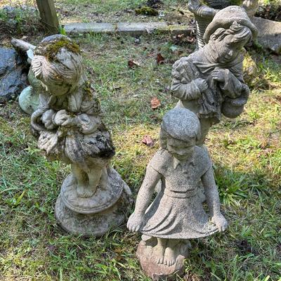 3 Concrete Children Statues 