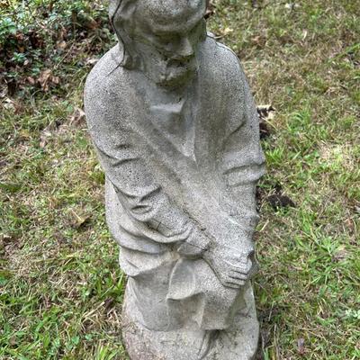 Contemplative Concrete Statue Of Jesus